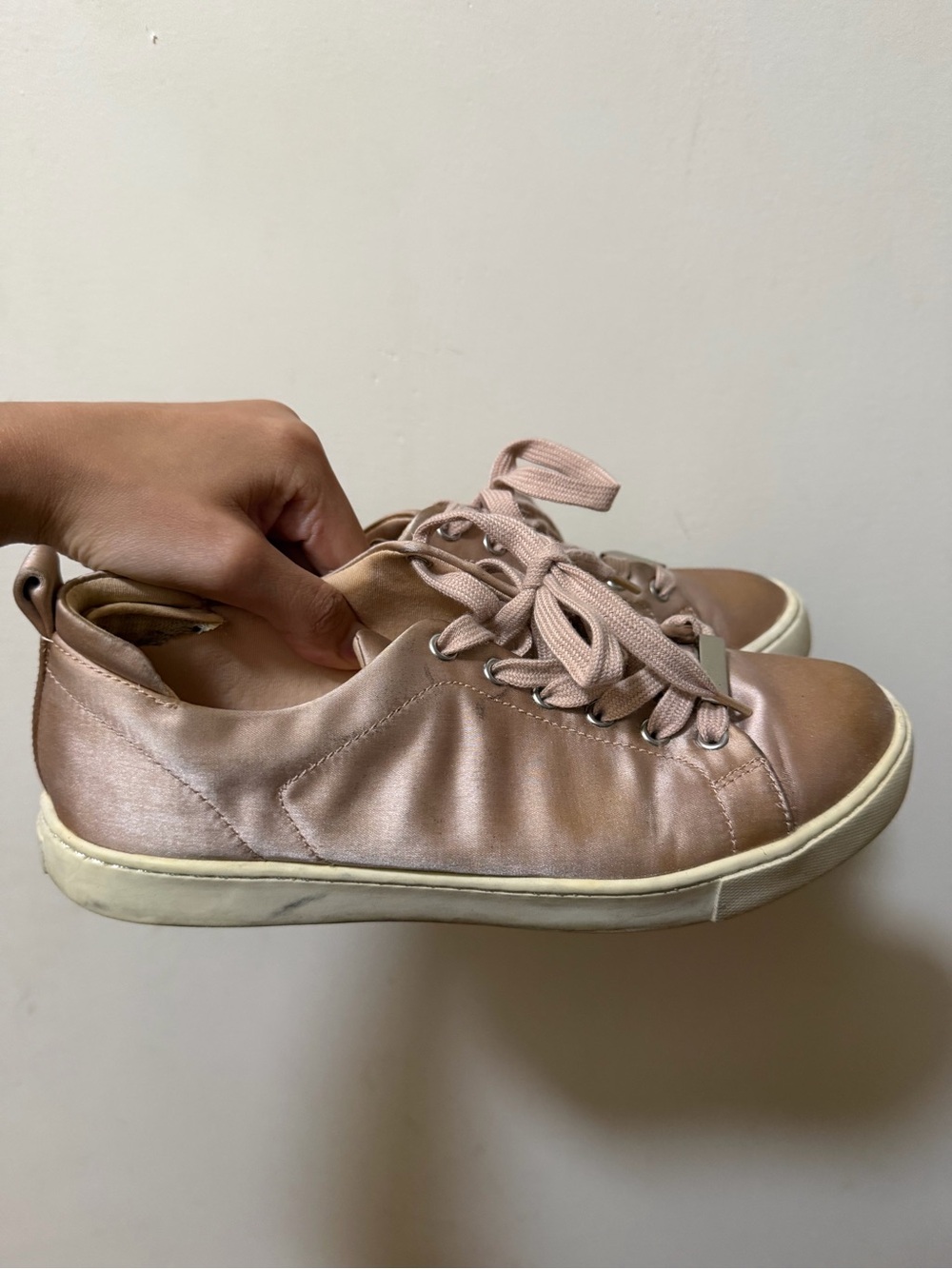 Aldo Satin Sneakers in Blush Pink